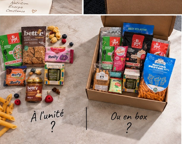 Comparaison entre produits de nutrition sportive achetés à l’unité et sélection réunie dans une box protéinée